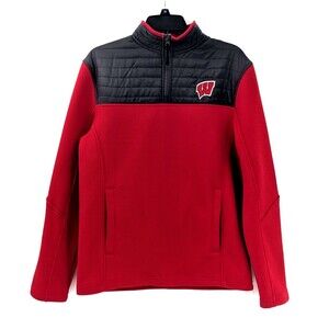 Wisconsin Badgers Colosseum Red 1/4 Zip Up Pullover Sweatshirt Jacket Size Small